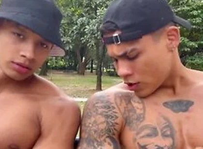 Two Hot Latino Guys Show Their Muscles