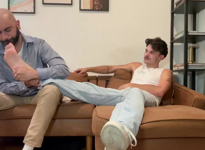 Licking master stinky feet cuming
