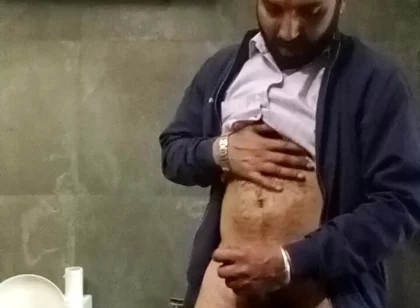 Indian Desi Man Enjoy Penis Massage in Bathroom