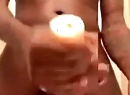 Stroking my hard big dick with torch