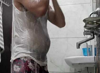 Man Enjoys Shower