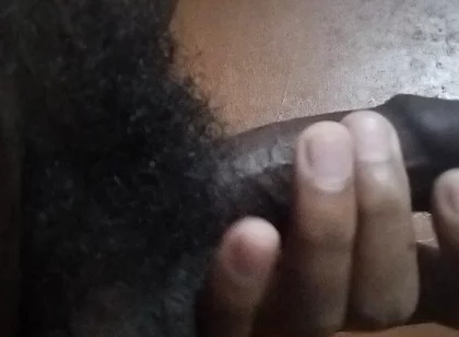 Masturbating,rubbing, and Slapping My Hairy Uncut Black Cock After Long Time