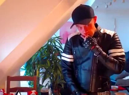 Leather boi smoke chaining cock wanking cum load