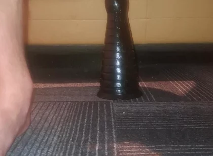 Hot gay twink NoFace Twink X riding huge toys