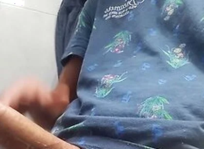 Hot Handsome Shows You His Huge Hard Penis Squirting On The Bathroom Floor