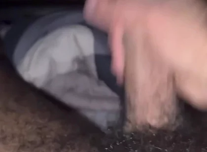 Hairy Black Man Jerking off Before Bed