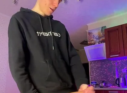 Skinny Boy Making a Huge Mess with His Thick Dick