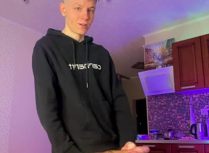 Skinny Boy Making a Huge Mess with His Thick Dick