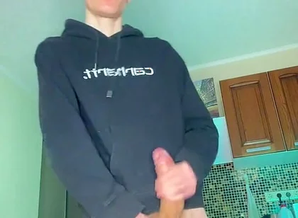 Watch This Young Student Shoot a Thick Load of Cum