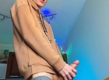 Huge Cumshot From a Skinny Boy with a Surprisingly Big Cock