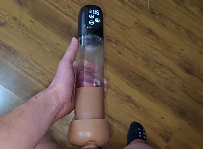 After Orgasm - Pumping My Cock in a Cum-filled Vacuum Pump