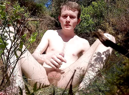 Naked in the Forest Jerking off