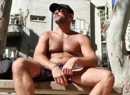 Guy Struck His Dick Public Park Sunny Day
