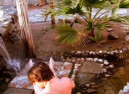 Cooling Down with His Uncut Cock