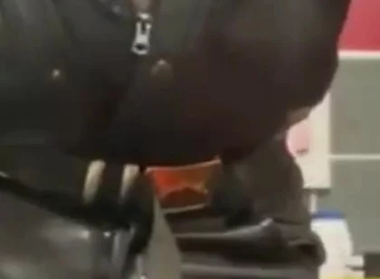 Leather Muscle Dad Smoking Solo Cock Scene