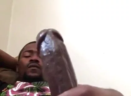 Slowly Wanking My Big Black Cock Cumming Loads