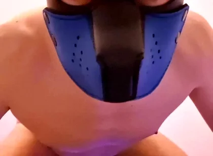 Horny Pet in Chastity Cage