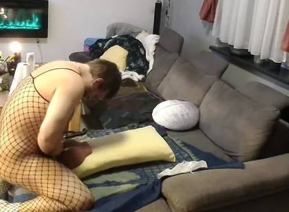 Fishnet Alex Creampies and Felches His Rubber Ass