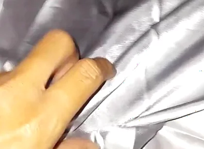 Masturbating Wearing Silver Satin Long Dress in Car
