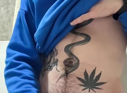 Revaz Masturbates Her Dick and Cums