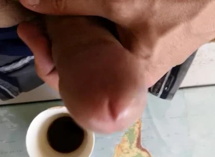 Hot Guy Jerking off to Put Some Milk in His Coffee