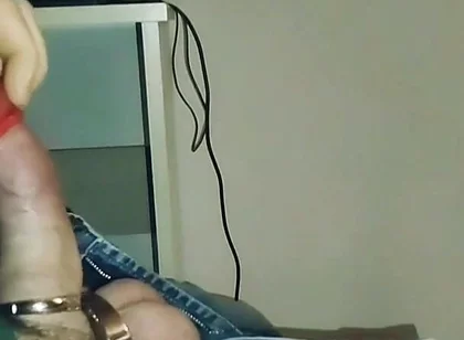 Jerks of to Porn All Night. and Fills a Condom to Cum.