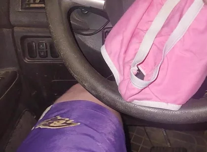 Using Pink Panties to Jerk off in My Car.