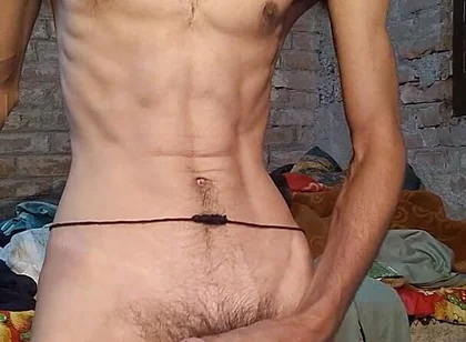 Horny Boy Play with Big Cock in Bedroom