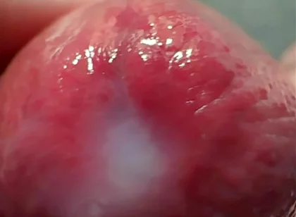 Macro Cum Shot. Ultra Close-up Ejaculation