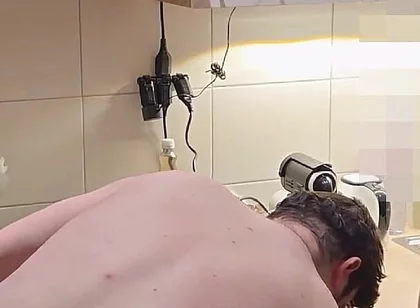 Straight Curious Guy Steven First Time Getting Fucked Bareback After Mutual Blowjob in the Kitchen