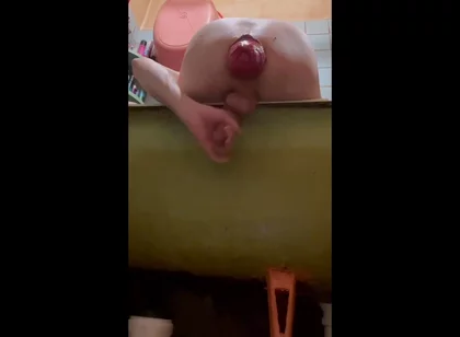 Masturbating a Cock and a Protruding Prolapse