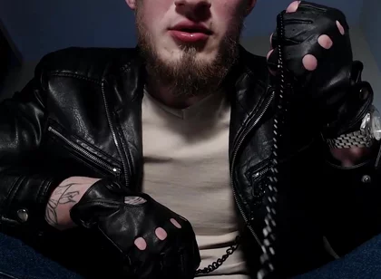 Alpha in Leather Spits, Feeds Domination.