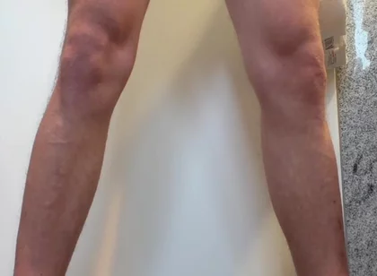 Young Cock Dripping on the Bathroom Tiles in the Morning