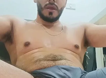 Sexy Hairy Latino Exercising at Home
