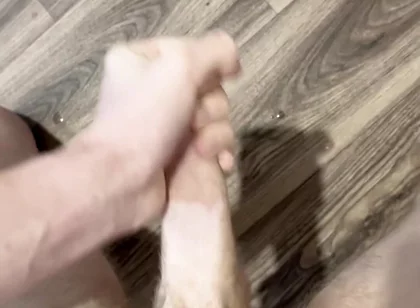 Twink - Long Cumshot. Horny Cumshot Explosion, Cum on the Floor, Hairy Legs, Arms and Hot Abs.
