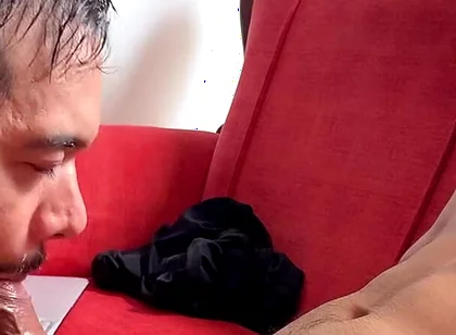 Relaxing in the Living Room While I Get a Blowjob