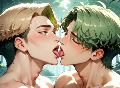 Green-haired Forest Muscles: Gay Cum Shot