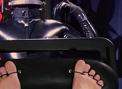Rikki as Mickey Mouse Latex Suit, Foot Tickling Machine & Unique Tools Experiment
