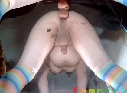 Fat Sissy Femboy Playing with His Little Toy