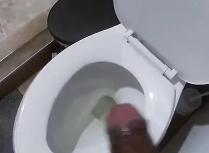 Stroking My BBC Peeing in the Toilet POV