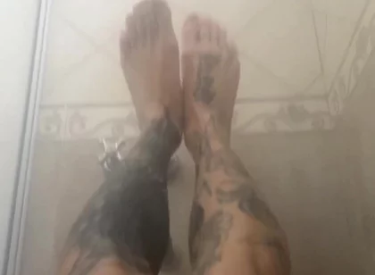My Tatted Feets in Shower
