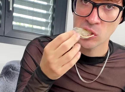 Hot Gabriel Pleasuring Himself and Eating His Cum!