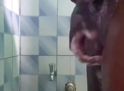 20y BBC Nasty Jerking off in His Shower Cleaning up His Cock