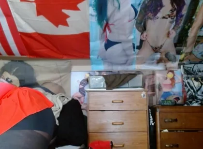 Fat sissy Dancing in red and black outfit
