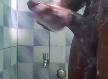 20y BBC Nasty Jerking off in His Shower Cleaning up His Cock