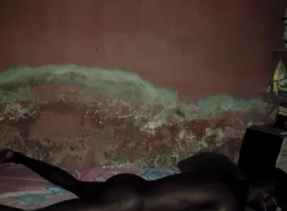 The Dark View of African Black Guy's Masturbation
