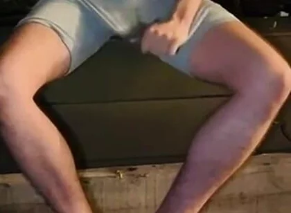 Amateur Twink in Adilette Sandals Wets Himself in the Garden and Takes His Cock Out