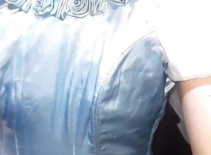 Crossdresser Cum Wearing Elegant Satin Ball Gown