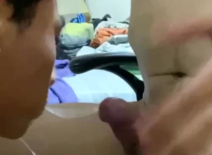 Caught Jerking Deepthroat Surprise to Desk Gape Fest