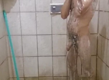 Me Taking a Shower with a Hard-on and Jerking off Until I Cum